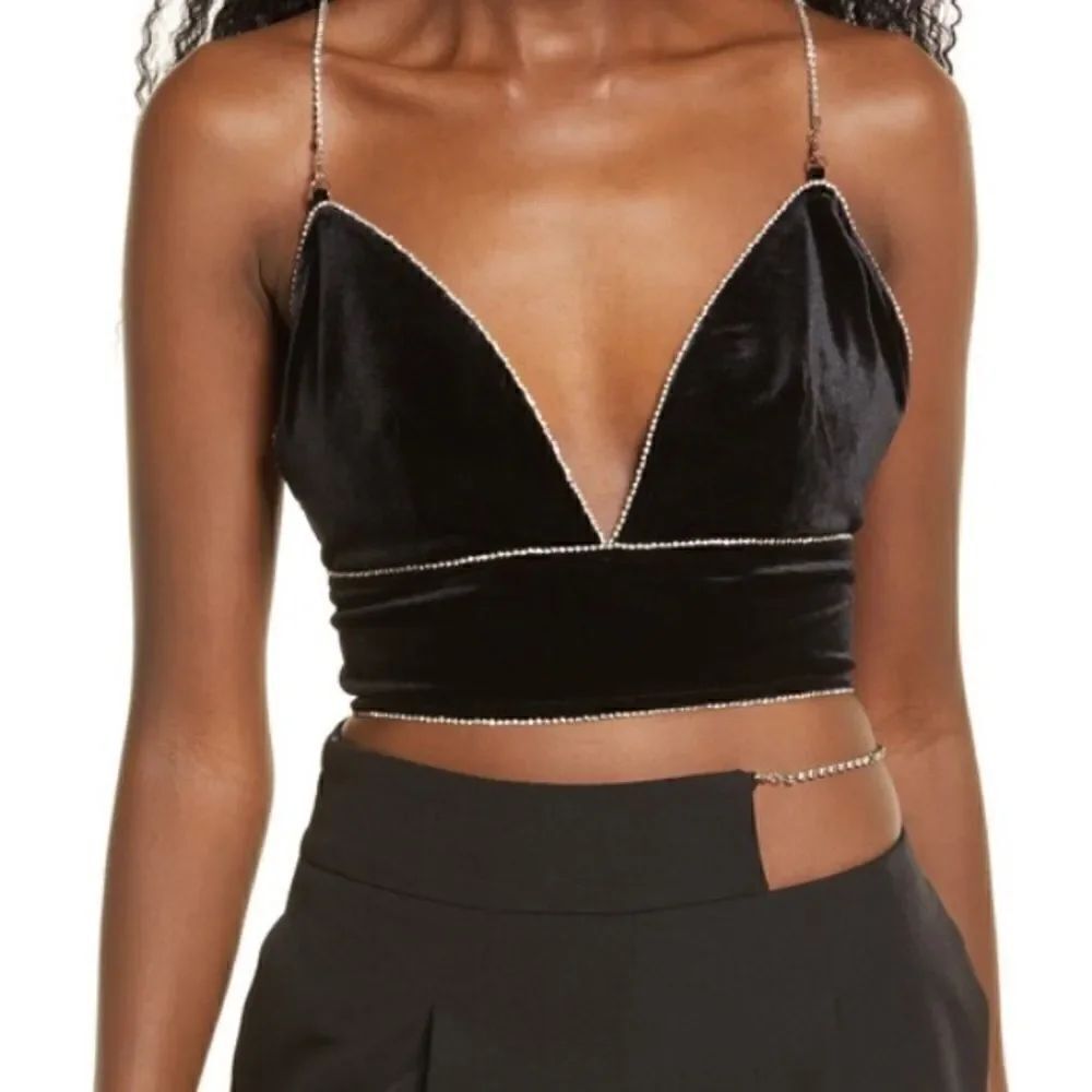 Amy Lynn Velvet Plunge Crop Tank NWT M